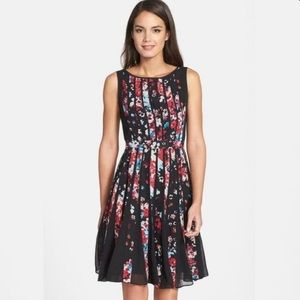 Adrianna Papell black floral fit and flare dress Size 2